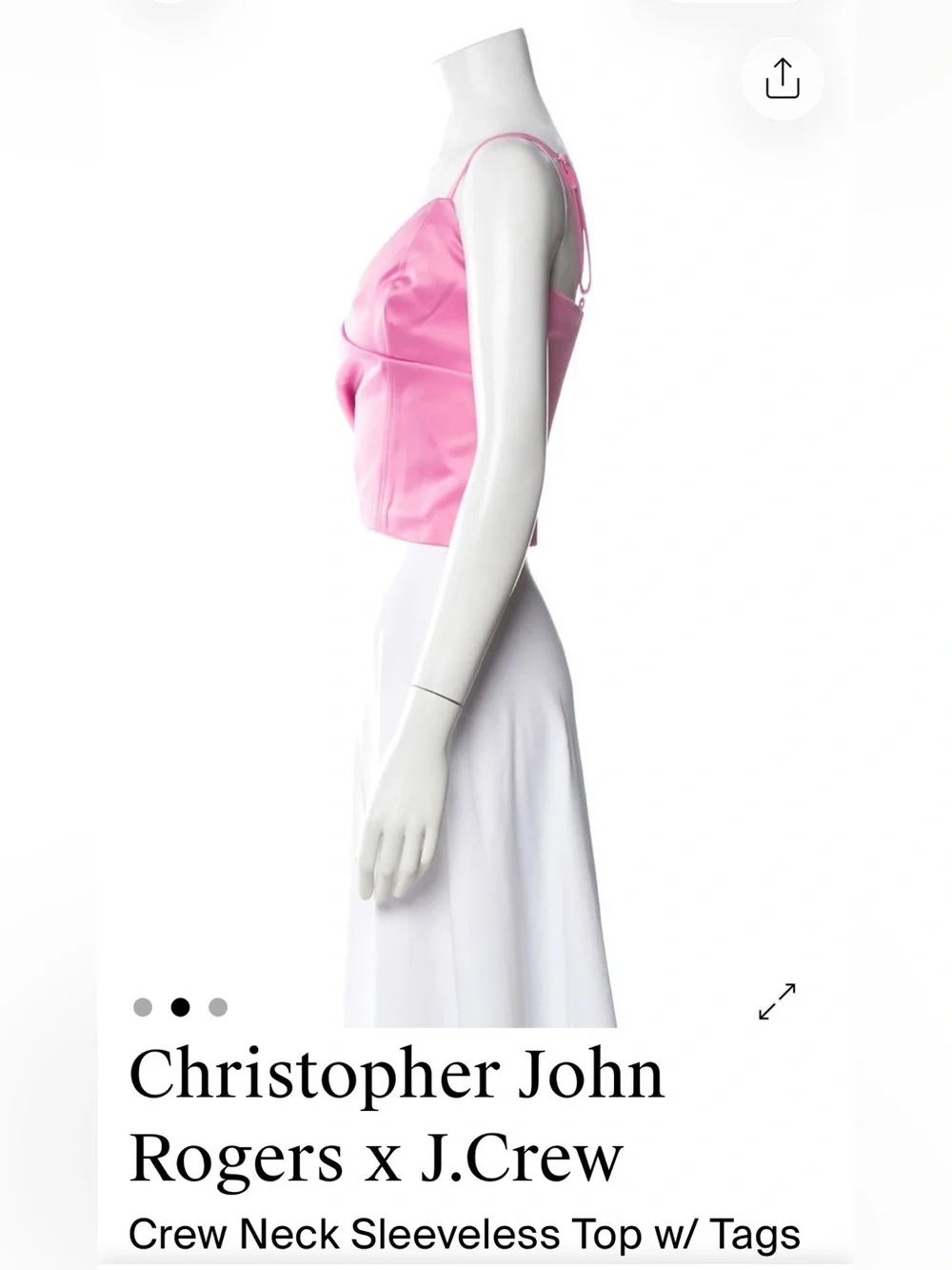 Christopher John Rogers x J.Crew Pink Satin Cropped Cami, NWT
